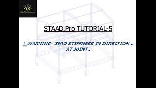 STAADPro Model TutorialPart05ResolveWARNING quotZero Stiffness in Directionat JointEqn Noquot [upl. by Chappie]