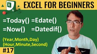 Date Formula in excel like Datedif formula edate formula and today  MS excel for beginners 17 [upl. by Wendelin213]