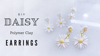 DIY Daisy Polymer Clay Earrings 3 simple ways [upl. by Martie]