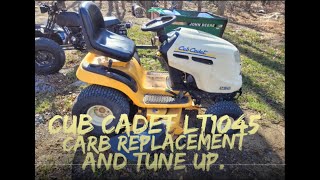 Cub Cadet LT1045 Carb and Tune Up Getting an Old Mower Running New [upl. by Ayanat]