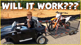 Kid Towing Dirt Bike with Powered Ride On CHALLENGE [upl. by Ymerej555]