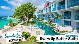 Oceanfront SwimUp Butler Suite OSS  Sandals Montego Bay  Complete Walkthrough Tour amp Review 4K [upl. by Bidle476]