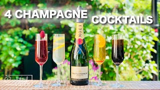 4 CHAMPAGNE Cocktails  Cocktail Recipes [upl. by Halda108]