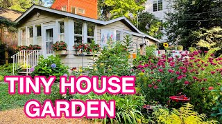 Beautiful Tiny House Cottage Garden Tour  Organic Sun and Shade Gardens  Birds Bees Butterflies [upl. by Coussoule]