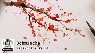 Easy to Paint a Cherry Blossom Tree for Beginners  Schmincke Watercolor Paint [upl. by Pollack865]