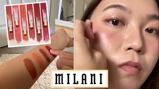 Milani Cheek Kiss Liquid Blush Review Makeup Look Essential  Glossier Cloud Paint Dupe [upl. by Alletse]