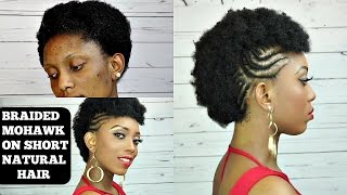 How To Braided Mohawk Tutorial On Short Natural Hair [upl. by Sidra]