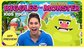 Biggles The Friendly Monster  A Cosmic Kids Yoga Adventure App Preview [upl. by Tzong]