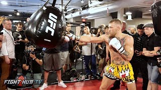 FULL amp UNCUT  CONOR MCGREGORS MEDIA WORKOUT FOR FLOYD MAYWEATHER JR [upl. by Dnalevelc]