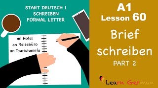 A1  Lesson 60  Brief schreiben  Formal Letter  Hotelreservierung  Start Deutsch1  Learn German [upl. by Anassor]