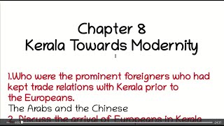 Kerala towards Modernity chapter 8 notes sslc ss1 [upl. by Ibmat933]