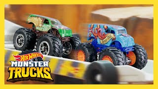 Monster Trucks vs Cars  Epic Downhill Race  Monster Trucks  HotWheels [upl. by Revert]