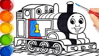 How to draw Thomas train  learn colors easy drawing painting coloring pages for kids Tim Tim TV [upl. by Lanevuj]