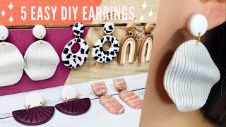 5 Easy DIY Earring  DIY Polymer Clay Earrings using Household Items  Trendy Statement Earring [upl. by Maryann127]