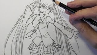 How to Draw Hatsune Miku Pt 1 Line Placement [upl. by Nepil]