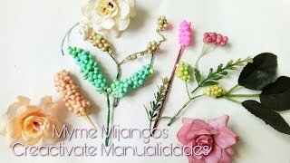 Como hacer pistilos o follaje para flores tutorial  Канзаши [upl. by Ennovihc]