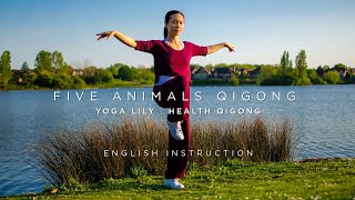 Five Animals Qigong with English Instruction  Wu Xin Qi [upl. by Atalya41]