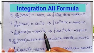 Integration All Formulas class 12 maths for 2022  समाकलन के सभी सूत्र कक्षा 12  Samakalan sutra [upl. by Sualakcin766]