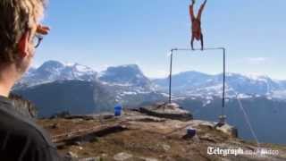 BASE jumper survives cliff edge stunt fail in Norway [upl. by Prichard]