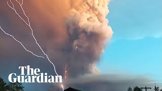 Lightning and ash timelapse footage shows Taal volcano eruption [upl. by Edalb]