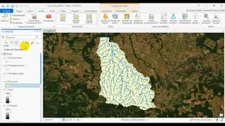 Delimitação de Bacia hidrográfica e vetorização de rede de drenagem  ArcGis Pro em português [upl. by Erbma]