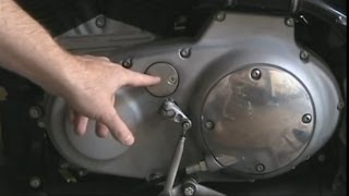 How To Adjust An Evolution Harley Davidson Sportster or Buell Motorcycle Primary Chain amp Change Oil [upl. by Sandro]