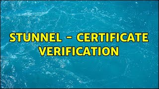 stunnel  certificate verification [upl. by Reddin]