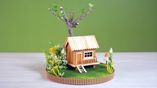 DIY  A mini cardboard house with garden and tree [upl. by Artimas999]