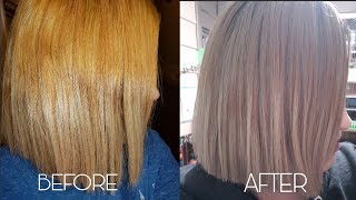 How to tone brassy hair with Wella T14 amp 050 [upl. by Tillie]