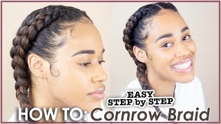 How to Dutch BraidCornrow Natural Hair  Dutch Braids [upl. by Amalbergas]