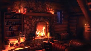 Wood Cabin Ambience  Heavy Blizzard Sounds for Sleep Relaxation amp Study with Fireplace Sounds [upl. by Edna]