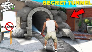 Franklin Find The Top Secret Tunnel Outer Side His House in GTA V [upl. by Aicissej720]