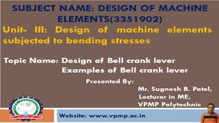 Design Procedure Of Bell Crank Lever With Examples DME 3351902 Mr Sugnesh B Patel [upl. by Austreng]