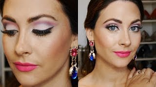 Look Maquillaje ojos y labios intensosFucsia amp Dorado [upl. by Berte]