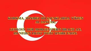 Nationalhymne Türkei  İstiklâl Marşı TRDE Text [upl. by Ubana414]