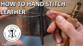 How to Hand Stitch Leather  Saddle Stitch Tutorial Beginner Leatherwork [upl. by Perkins730]