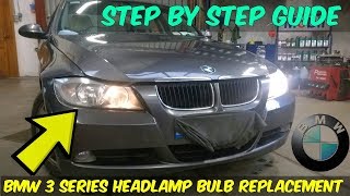 BMW 320d Headlamp Bulb Replacement  How To [upl. by Cis470]