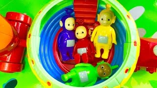 TELETUBBIES and NINKY NONK Toy Train Surprise Dinosaur Balloon [upl. by Alleinnad458]