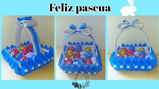 DIYCómo hacer canasta para pascua de foami  goma eva paso a paso🐰 hermosa canastita de pascua🐰 [upl. by Dlanigger]