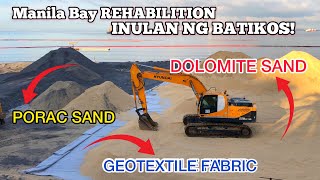 PAGLATAG NG DOLOMITE SAND AT GEOTEXTILE FABRIC  MANILA BAY UPDATE [upl. by Neerroc]