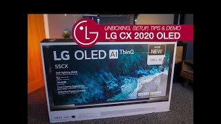 LG CX OLED Latest Model Unboxing Setup Tips amp Demo [upl. by Syman]