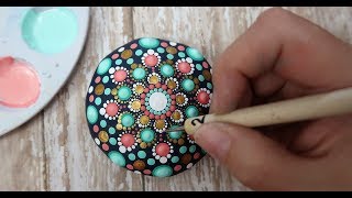 How To Paint Dot Mandalas VERY BEGINNERS STONE Handmade stone Step by Step Tutorial [upl. by Ajup]