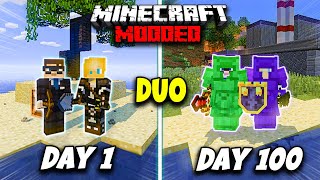 We Survived 100 Days on a MODDED Island  Duo Minecraft 100 Days [upl. by Yrak]