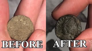 THE PROPER WAY TO RESTORE ANCIENT COINSDIY COIN COLLECTING COIN CLEANING EASY HOW TOO [upl. by Elokkin]