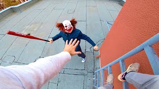 Horror Clowns VS Parkour POV  Halloween Chase III [upl. by Ahsotan]