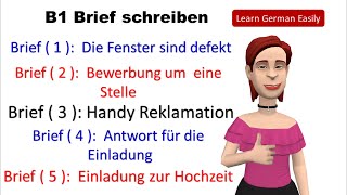 Prüfung B1 DTZ Brief schreiben  5 wichtige Briefe [upl. by Anifad]