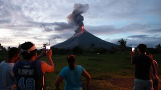 56000 people flee as Philippines volcano spews lava [upl. by Lertsek]