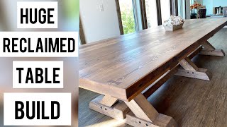 Giant reclaimed wood table build [upl. by Aicenat]