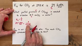 Henrys Law KH  PC Pressure and Concentration  2 Examples [upl. by Stu520]