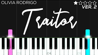 Olivia Rodrigo  Traitor  EASY Piano Tutorial [upl. by Neira]